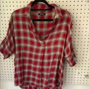 Plaid Red and Gray Women's FlannelTop